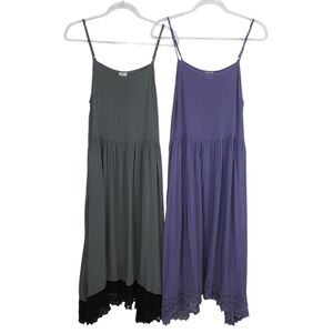 Intimately Free People Easy Breezy Lace Trim Midi Slip Dresses Set-of-2 Small